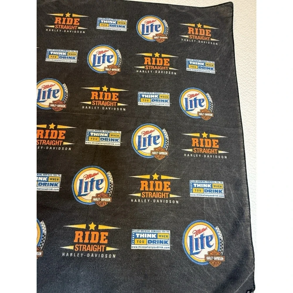 Miller Lite Harley-Davidson Ride Straight Bandana‎ 21x22 Promo Biker Bandana